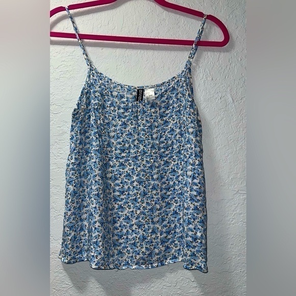 H&M Divided Blue Floral Spaghetti Strap Top - Picture 1 of 7